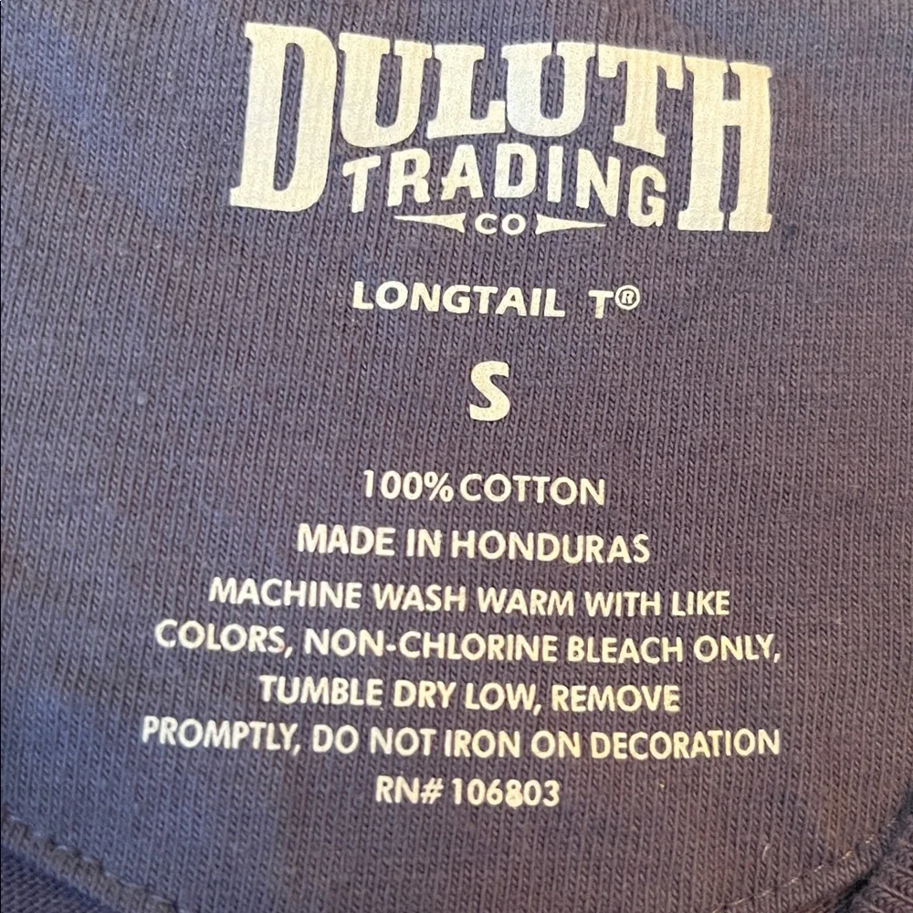 Duluth Trading Co Men's S 100% Brushed Cotton Blue Longtail Tee Logo Like New